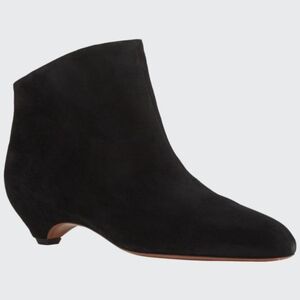 New in Box - Alaia Black Chamois Low Wedge Booties, Size 40